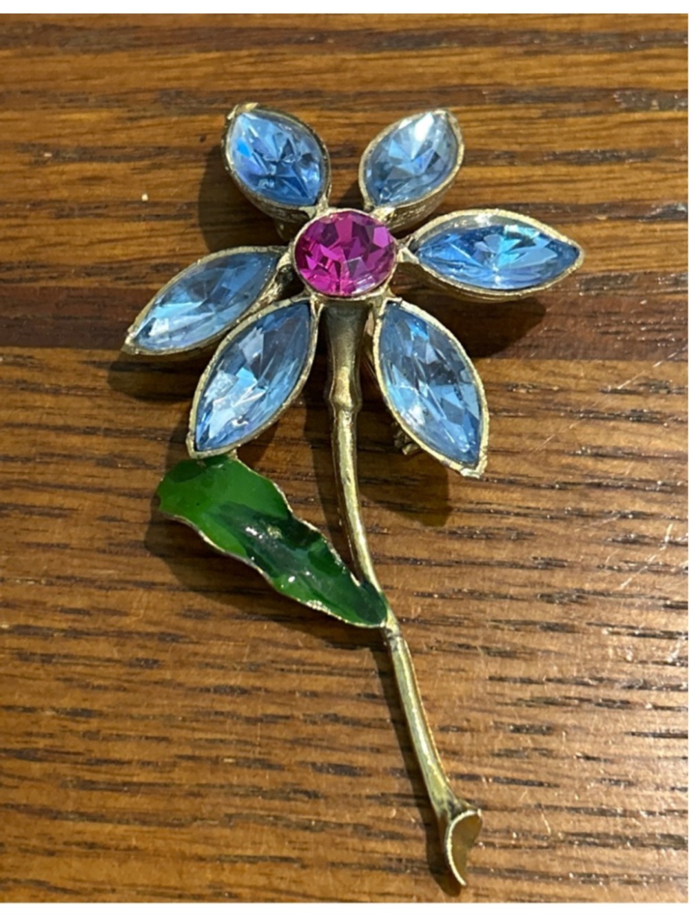Women's Unbranded Brooch One Size Gold Blue Flower Pin